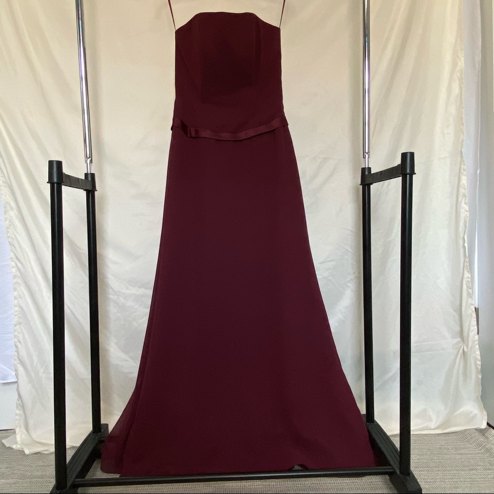 🍷Wine Maroon Baylia Strapless Bridesmaids Dress Formal Bridal Gown